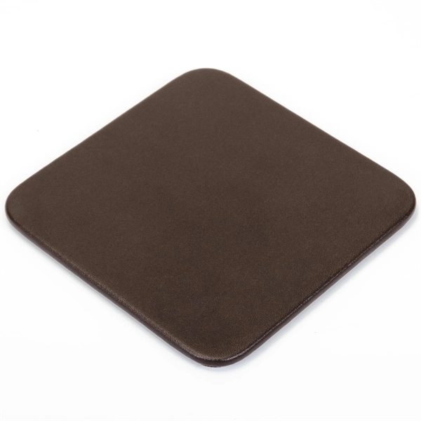 Square coaster made of leatherette material in a chocolate brown color.... from ASI 48125 Dacasso / DaCasso