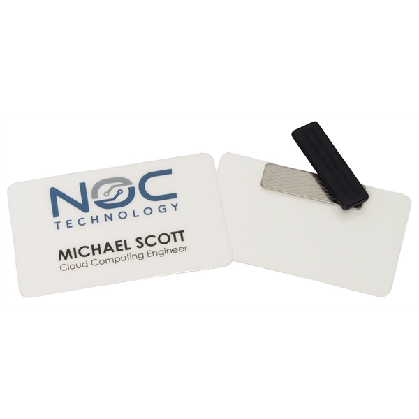 3 3/8" x 2 1/8" name badge with heavy laminate on... from ASI 44830 The Chest