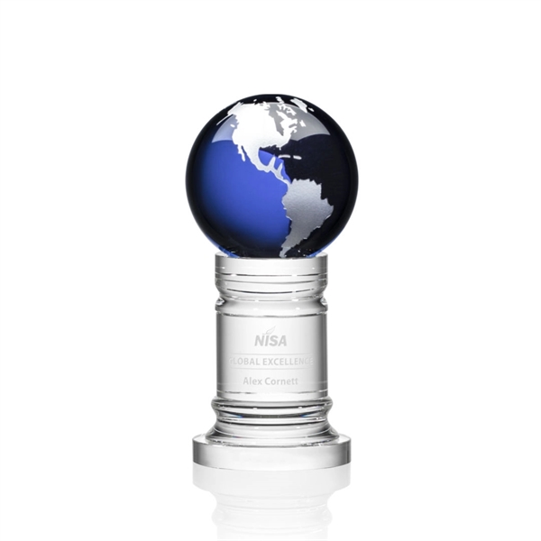 The Colvernstone Globe Award features an exquisite 4" Blue Optical Crystal... from ASI 84592 St Regis Group / St Regis