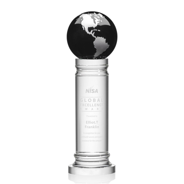 The Colvernstone Globe Award features an exquisite 4" Black Optical Crystal... from ASI 84592 St Regis Group / St Regis