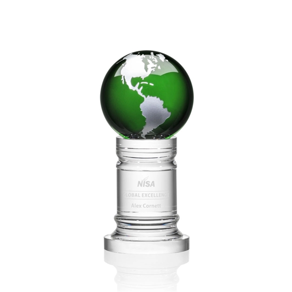 The Colvernstone Globe Award features an exquisite 4" Green Optical Crystal... from ASI 84592 St Regis Group / St Regis