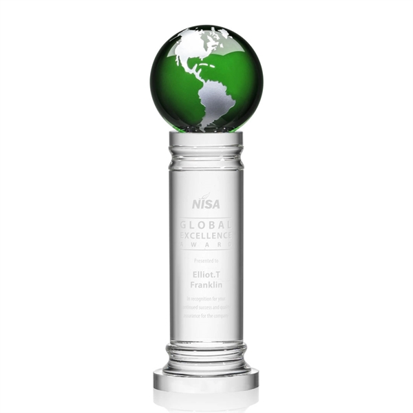 The Colvernstone Globe Award features an exquisite 4" Green Optical Crystal... from ASI 84592 St Regis Group / St Regis