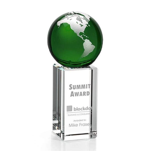 The Luz Globe award features a Green Optical Crystal globe perched... from ASI 84592 St Regis Group / St Regis