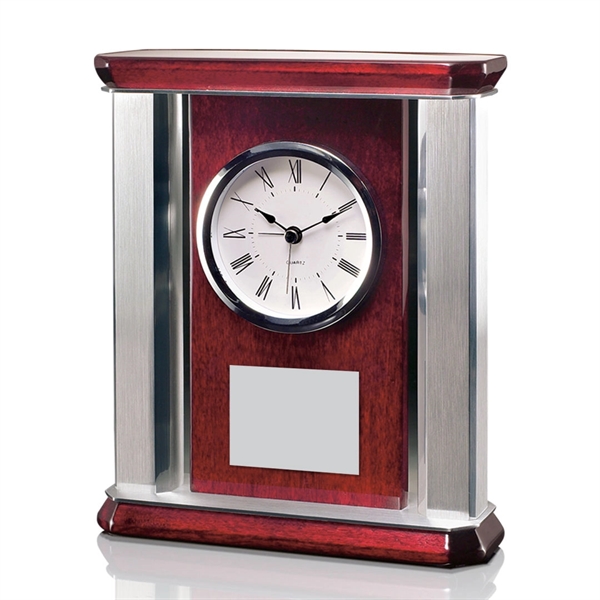 Modern mantle clock with a combination of chrome and rosewood.... from ASI 84592 St Regis Group
