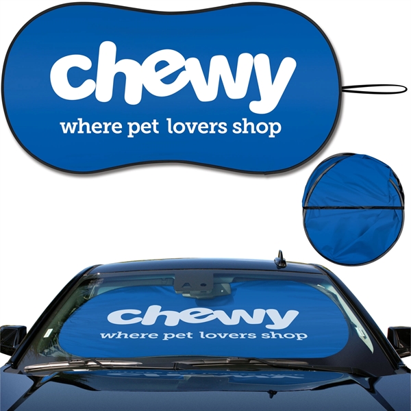 Economy sunshade. Single Loop fabric shade Bright Blue, Contoured Design... from ASI 37586 Auto-Sun-shade/Intertek