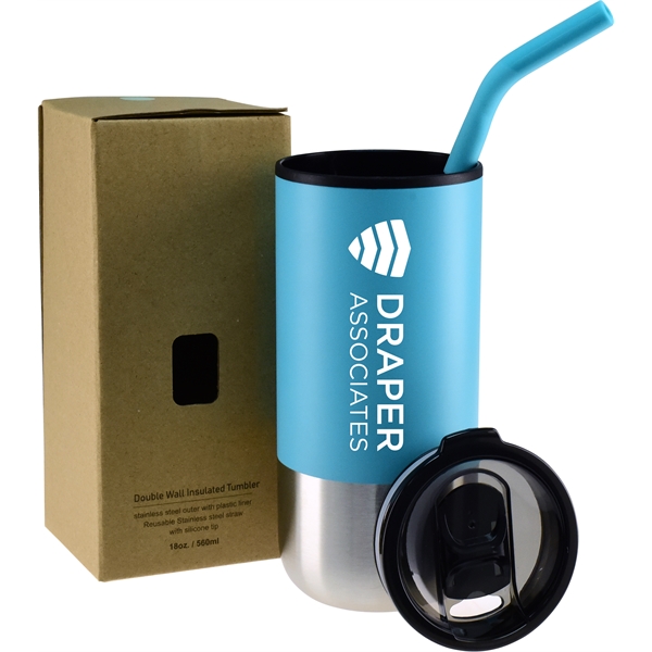 Vigo Collection stainless steel 16-ounce tumbler with plastic liner, lid and... from ASI 71920 Moderne Glass Company Inc / Glass America®