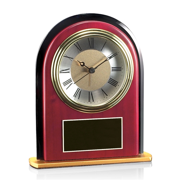Rosewood, black and gold 6 1/2" arch shape clock.... from ASI 84592 St Regis Group