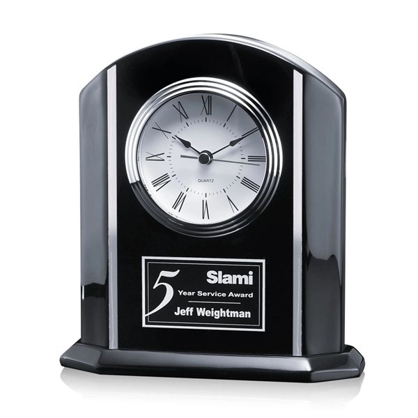 Black arch shape clock with aluminum accents.... from ASI 84592 St Regis Group