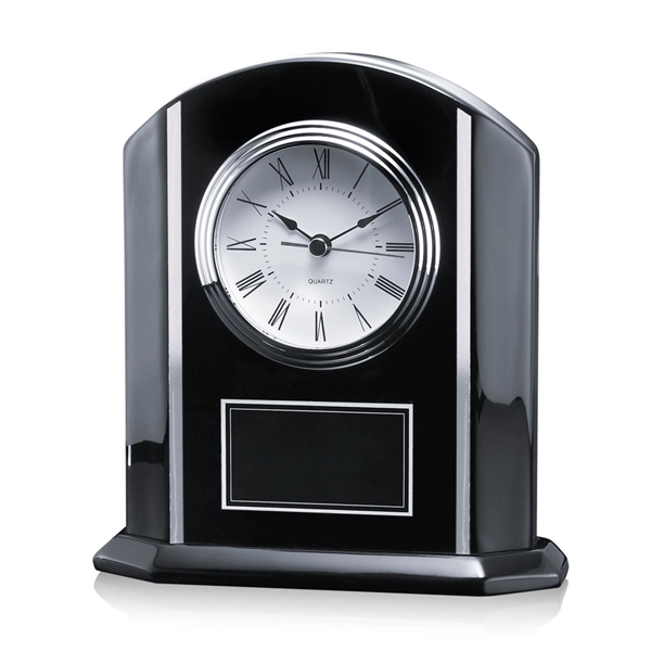 Black arch shape clock with aluminum accents.... from ASI 84592 St Regis Group