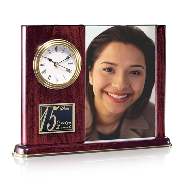 Rosewood gold clock with gold trim on base and 4" x... from ASI 84592 St Regis Group