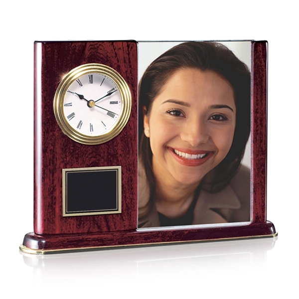 Rosewood gold clock with gold trim on base and 4" x... from ASI 84592 St Regis Group