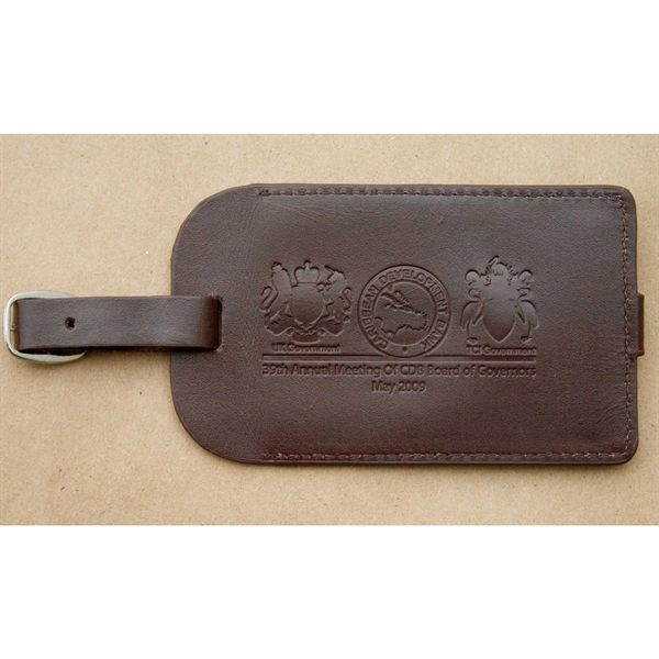 Chocolate brown luggage tag made of leather with an identification card... from ASI 48125 Dacasso / DaCasso