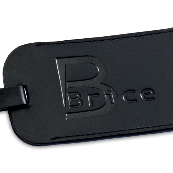 Black luggage tag made of leather with an identification card included.... from ASI 48125 Dacasso / DaCasso
