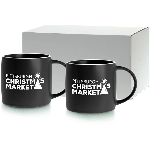 Set of two 17 oz. ceramic mugs in earth-tone colors with... from ASI 71920 Moderne Glass Company Inc / Glass America®