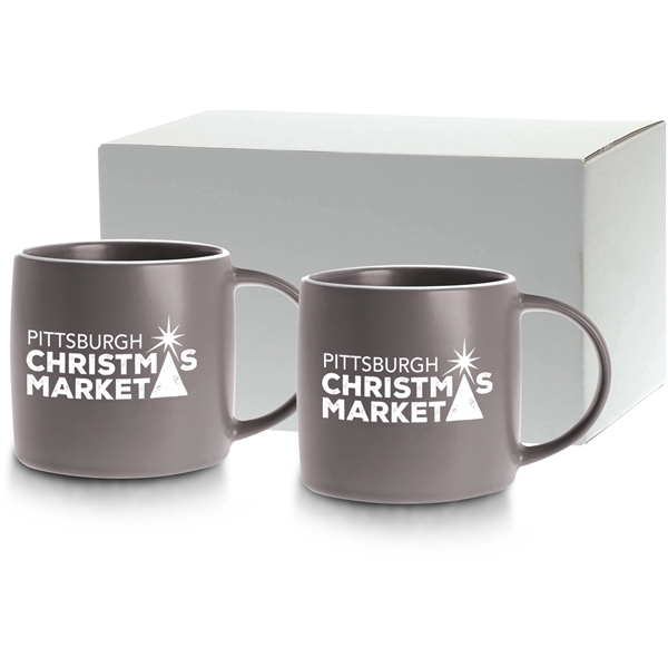 Set of two 17 oz. ceramic mugs in earth-tone colors with... from ASI 71920 Moderne Glass Company Inc / Glass America®
