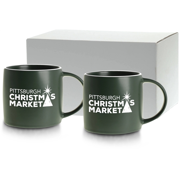Set of two 17 oz. ceramic mugs in earth-tone colors with... from ASI 71920 Moderne Glass Company Inc / Glass America®