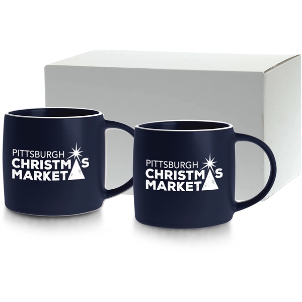 Set of two 17 oz. ceramic mugs in earth-tone colors with... from ASI 71920 Moderne Glass Company Inc / Glass America®