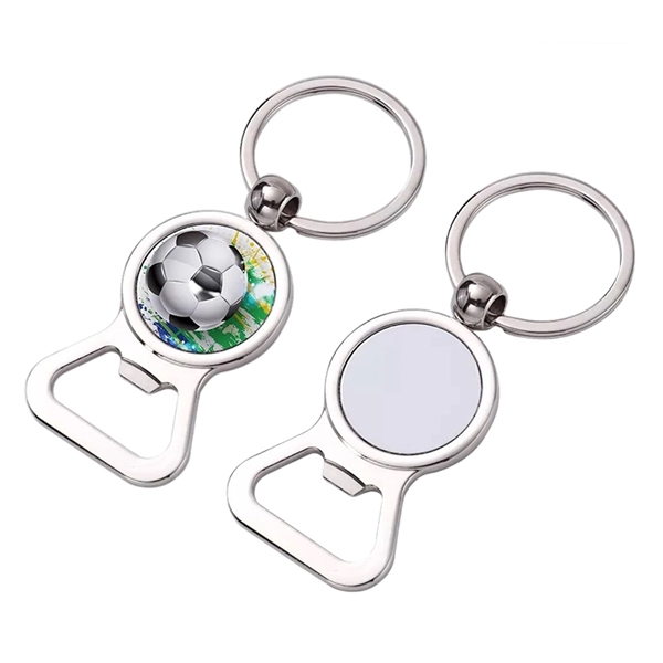 Bottle opener keychain with heat transfer imprint and standard delivery to... from ASI 37218 Athena Promo (tm)
