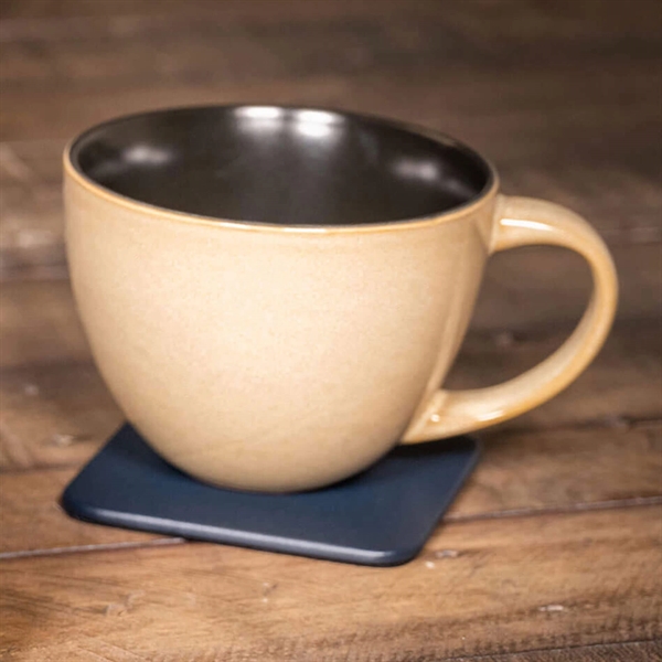 Square coaster made of leatherette material in a navy blue color.... from ASI 48125 Dacasso / DaCasso