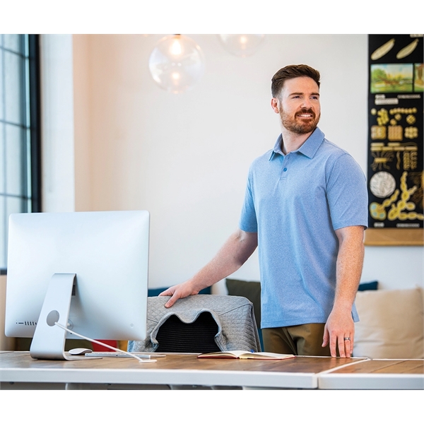 Made with Repreve® recycled polyester, our Men's Heathered Eco-Logic Stretch Polo... from ASI 44620 Charles River Apparel