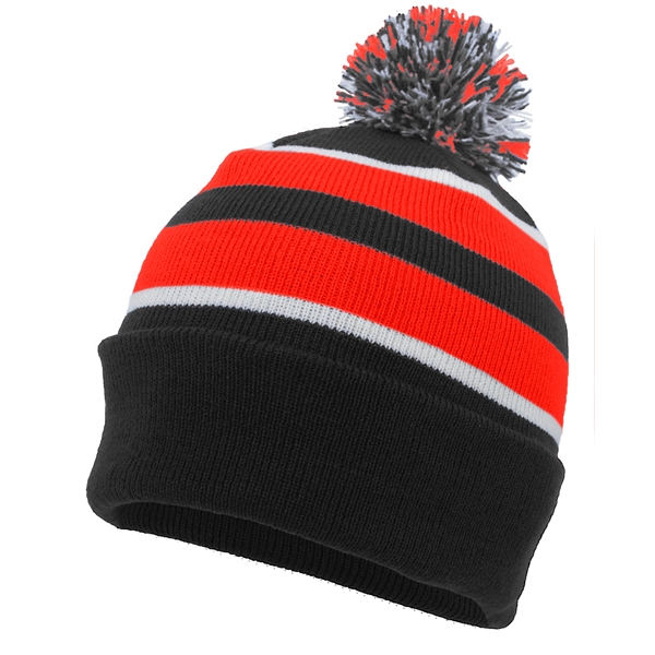 Knit Fold Over Pom-Pom Beanie.... from ASI 37461 Augusta Sportswear / Pacific Headwear