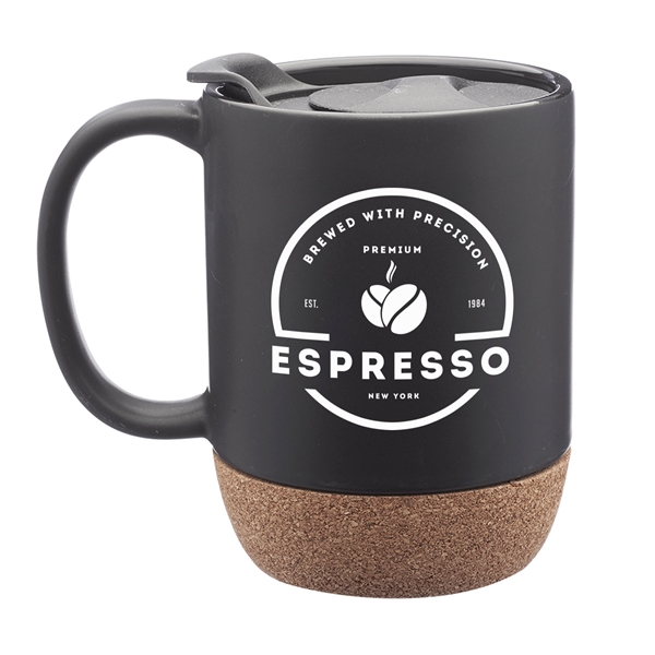 13 oz. ceramic mug with cork wrapped bottom, and a plastic... from ASI 62088 IDProductsource