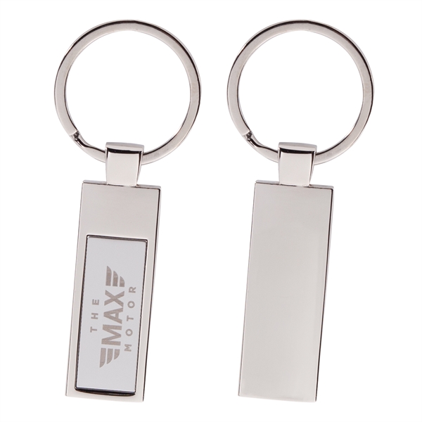 3.3" x .6" rectangular polished chrome metal keychain with split ring.... from ASI 62088 IDProductsource