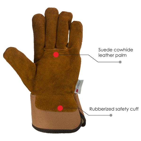 Winter lined & waterproof cowhide leather palm work gloves.... from ASI 62192 Illinois Glove Co / Honest Abe®