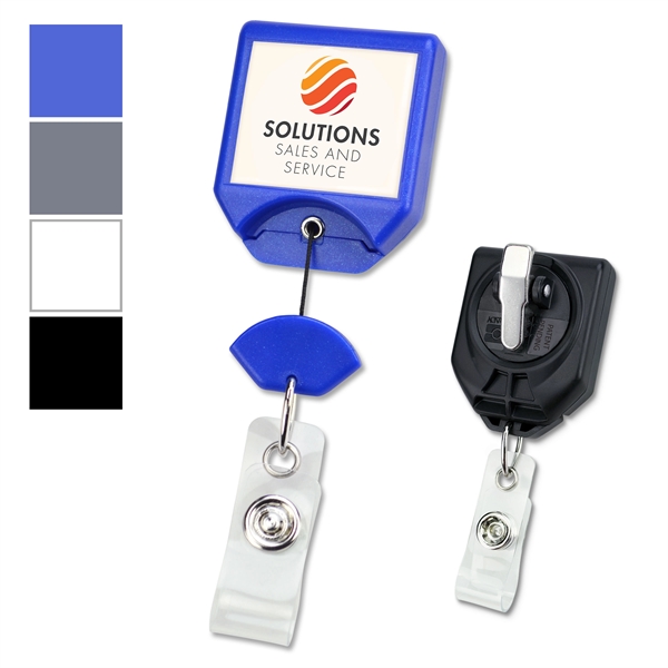 The most secure and twist-free custom badge reels available; clear vinyl... from ASI 79898 Promovision / PROMOVISION