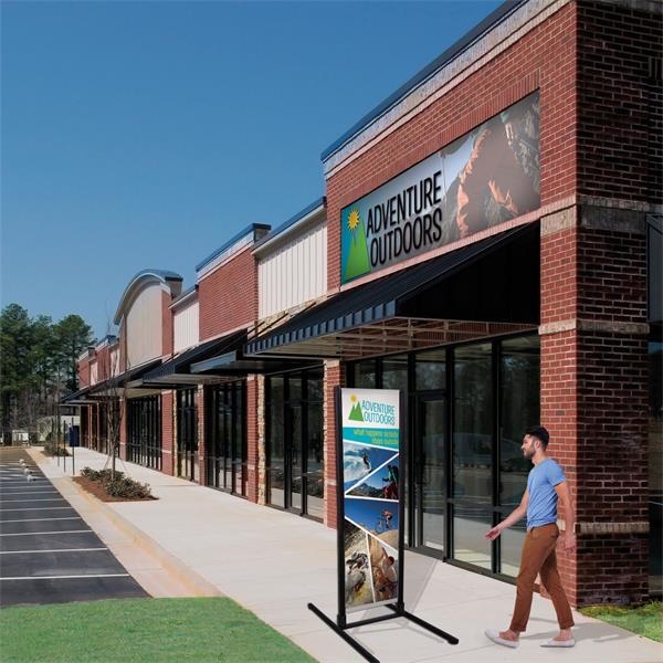 7' outdoor dual trak display with double-sided opaque vinyl banner.... from ASI 87188 Showdown Displays