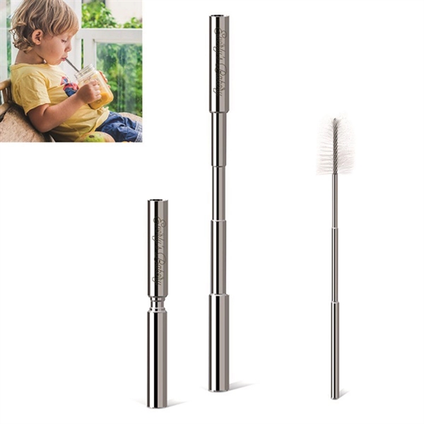 Expandable stainless steel straw and cleaning brush in case with carrying... from ASI 61966 HPG / Mixie