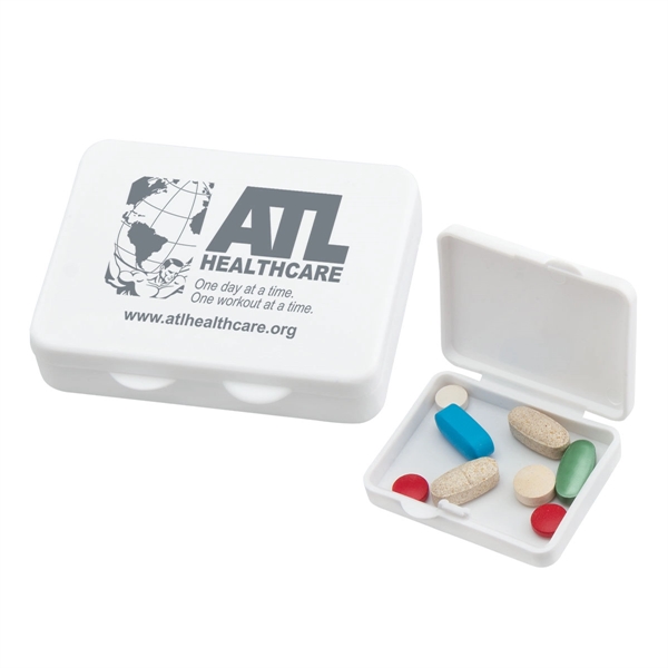 2 1/4" x 1 7/8" x 1/2" white pill box with... from ASI 62190 Illini