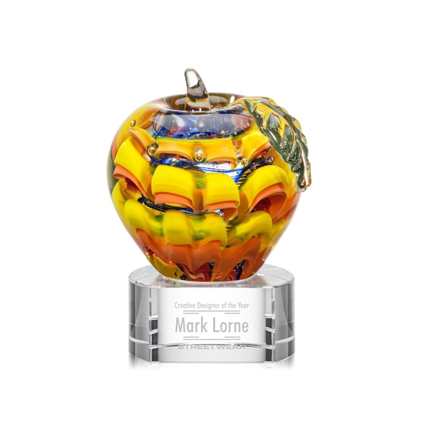 Hand blown art glass 4.5" high apple award on a clear... from ASI 84592 St Regis Group / St Regis
