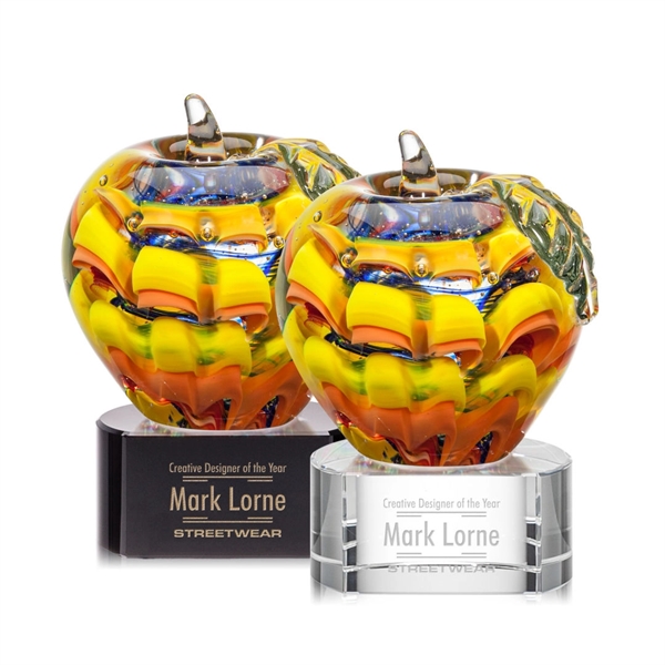 Hand blown art glass 4.5" high apple award on a clear... from ASI 84592 St Regis Group / St Regis