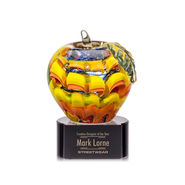 Hand blown art glass 4.5" high apple award on a clear... from ASI 84592 St Regis Group / St Regis