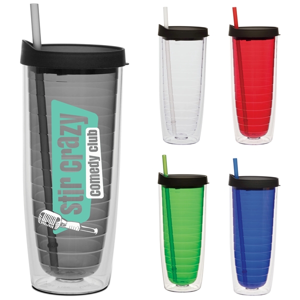 20 oz. acrylic plastic double-walled tumbler with lid and matching colored... from ASI 71920 Moderne Glass Company Inc / Glass America®