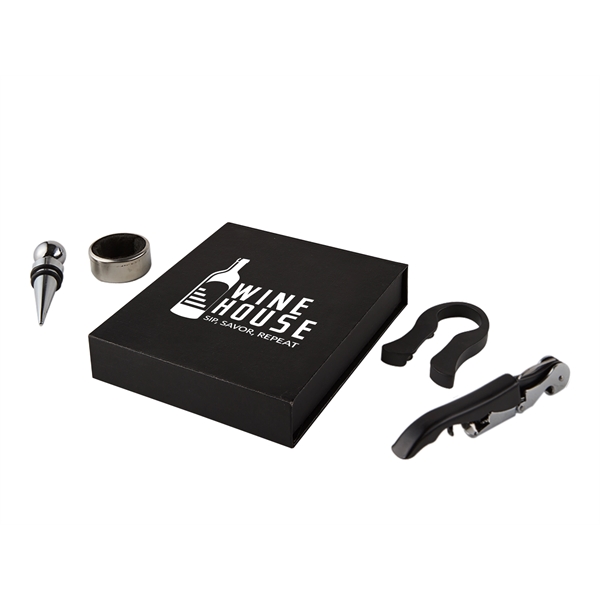 4 piece wine tool set with wine opener, wine stopper, foil... from ASI 52840 Evans Manufacturing