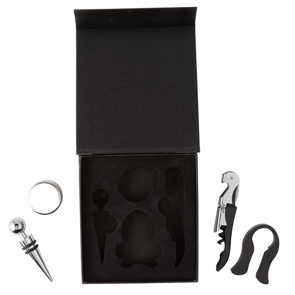 4 piece wine tool set with wine opener, wine stopper, foil... from ASI 52840 Evans Manufacturing