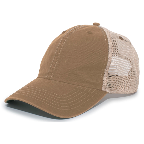 The Vintage "Dirty" Trucker Snapback Cap offers a broken-in, classic look... from ASI 37461 Augusta Sportswear / Pacific Headwear