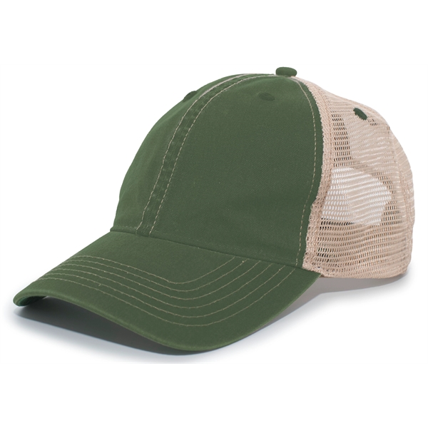 The Vintage "Dirty" Trucker Snapback Cap offers a broken-in, classic look... from ASI 37461 Augusta Sportswear / Pacific Headwear