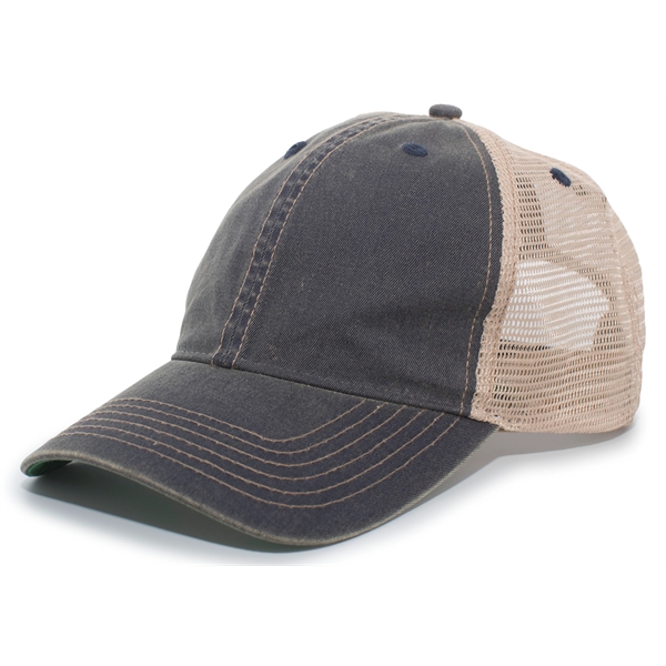 The Vintage "Dirty" Trucker Snapback Cap offers a broken-in, classic look... from ASI 37461 Augusta Sportswear / Pacific Headwear