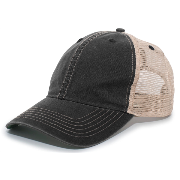 The Vintage "Dirty" Trucker Snapback Cap offers a broken-in, classic look... from ASI 37461 Augusta Sportswear / Pacific Headwear