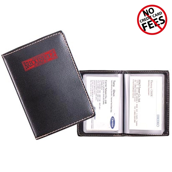 Business card holder made of simulated leather and holds 24 business... from ASI 39820 Opusline (Benmex) / Opus Line