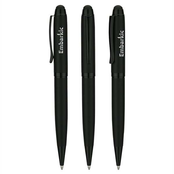 Brass and stainless steel ballpoint pen with twist-action mechanism, matte black... from ASI 67866 Logomark/Valumark