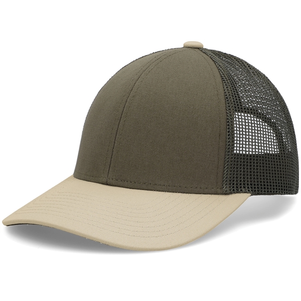 Low-Pro Trucker Cap with polyester/cotton blend and adjustable snapback.... from ASI 37461 Augusta Sportswear / Pacific Headwear