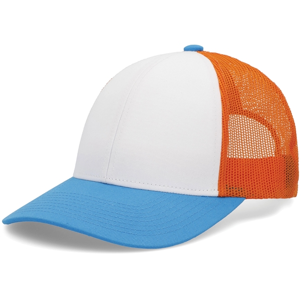 Low-Pro Trucker Cap with polyester/cotton blend and adjustable snapback.... from ASI 37461 Augusta Sportswear / Pacific Headwear