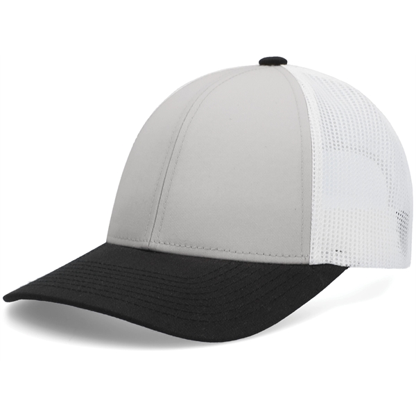 Low-Pro Trucker Cap with polyester/cotton blend and adjustable snapback.... from ASI 37461 Augusta Sportswear / Pacific Headwear