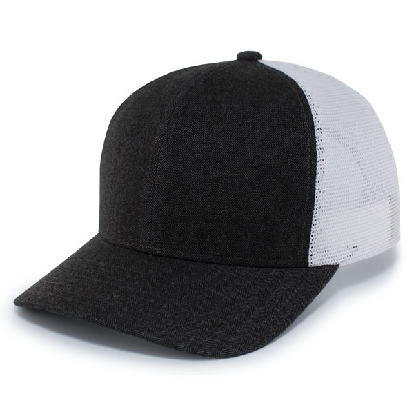 The Herringbone Trucker Cap combines classic style with modern comfort, featuring... from ASI 37461 Augusta Sportswear / Pacific Headwear