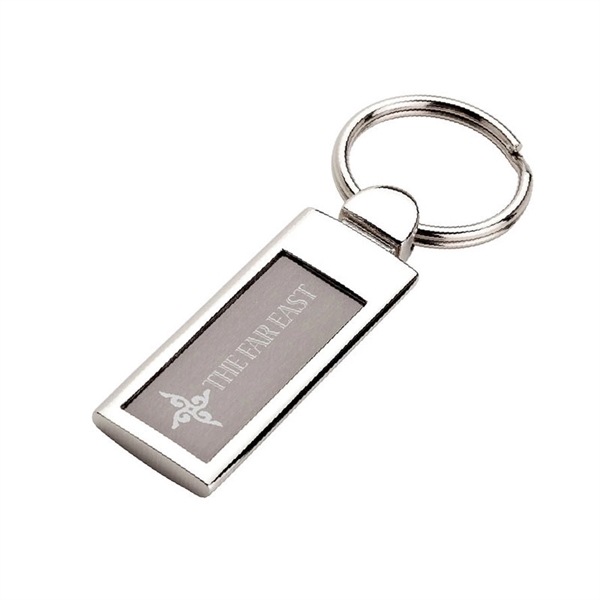 0.25" x 3.12" x 1.12" Doda aluminum tag-shaped keychain with nickel... from ASI 67866 Logomark/Valumark