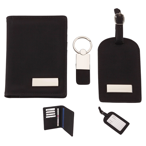 Stylish travel gift set with a matching leatherette passport holder, key... from ASI 67866 Logomark/Valumark